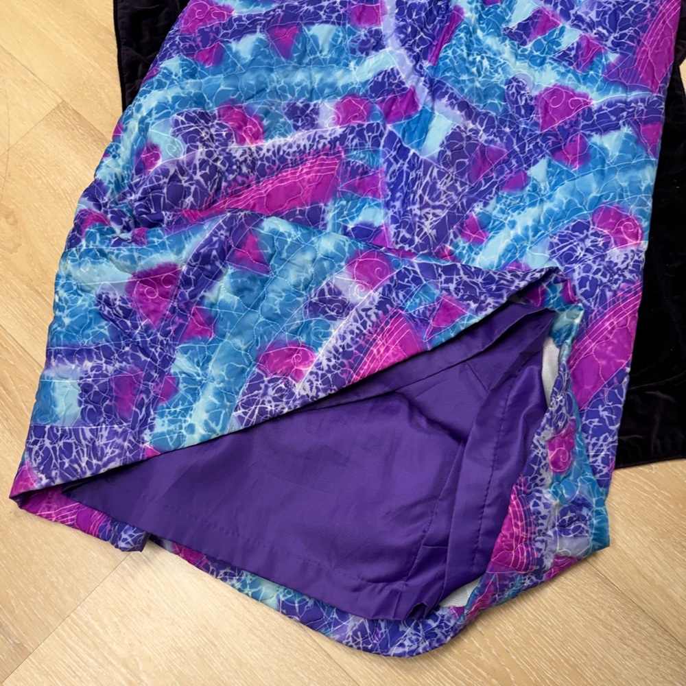 Vintage Purple Blue & Pink 60’s 70’s quilted long sleeve pencil Maxi Dress XS - Picture 8 of 16